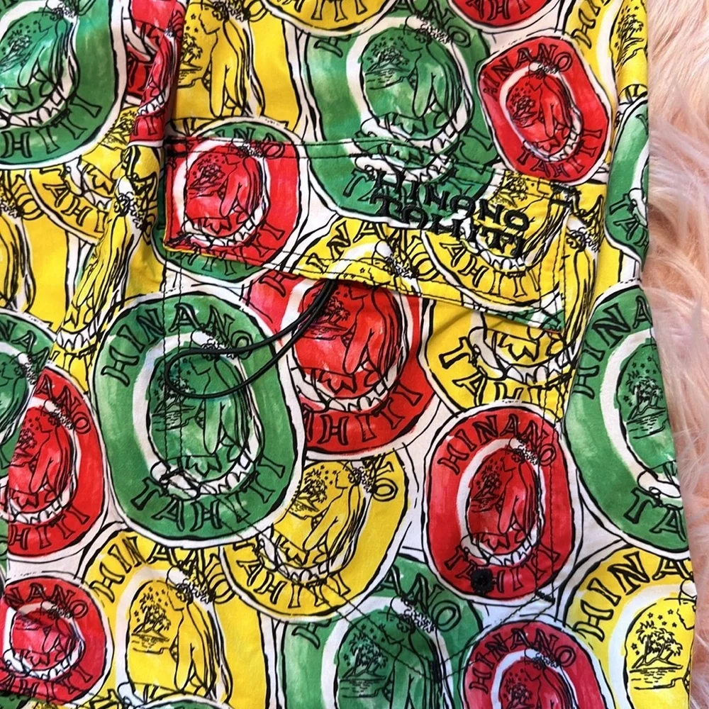 Hinano Tahiti Colorful Caribbean Surf Board Shorts Swim Trunks Size 33